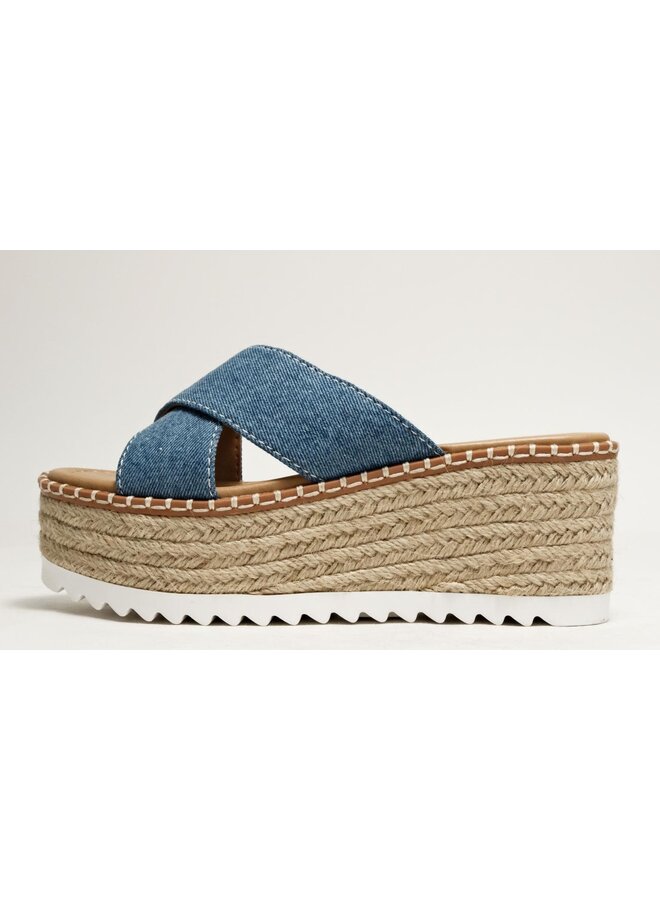 Height Platform Sandals - Blue Denim