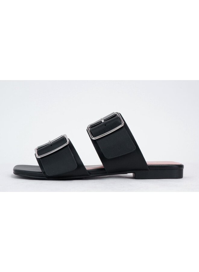 Subject Flat Sandal - Black Pu