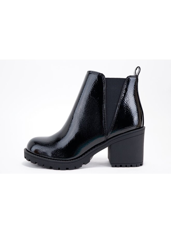Origami Ankle Boot - Black Patent
