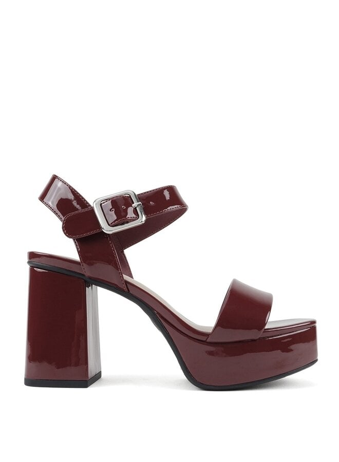 Macey Casual Heels - Burgundy Patent