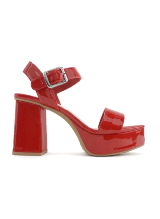Macey Casual Heels - Red Patent