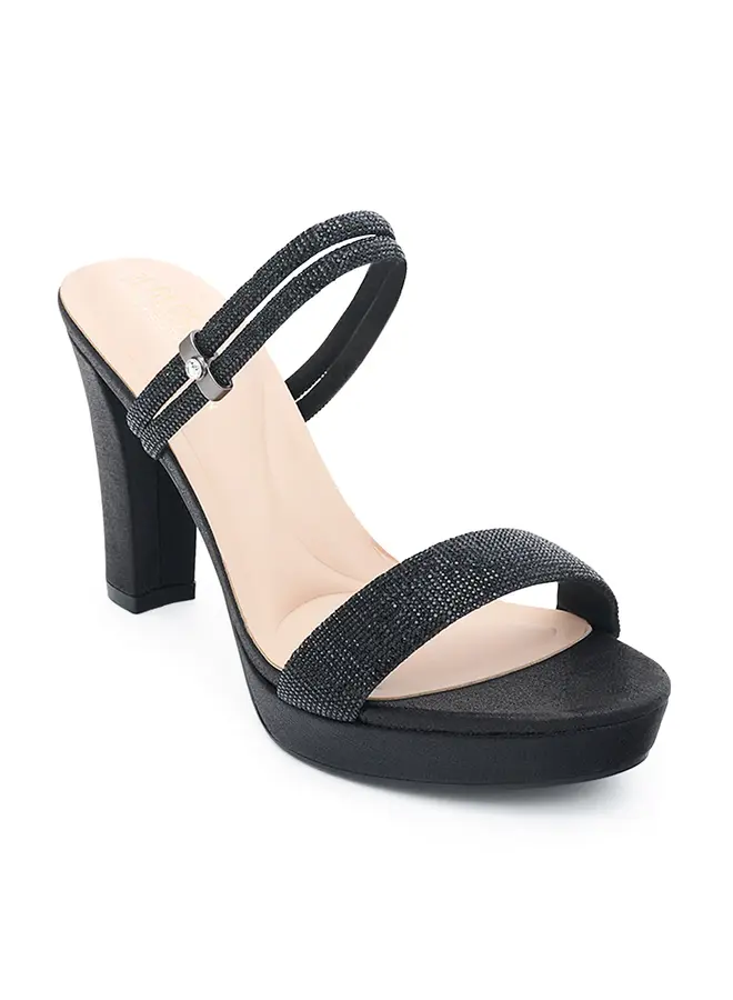 Amara-111 Dressy Heel - Black Shimmer