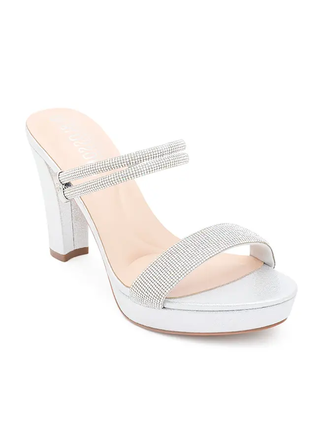 Amara-111 Dressy Heel - Silver Shimmer
