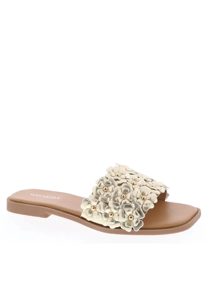 Autumn-48 Flat Sandal - Gold Pu