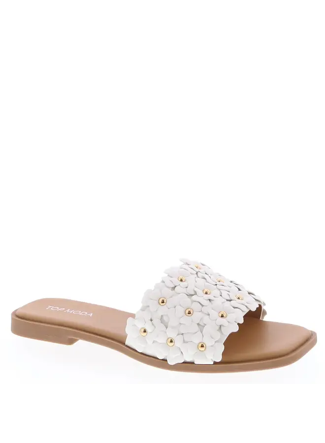 Autumn-48 Flat Sandal - White Pu