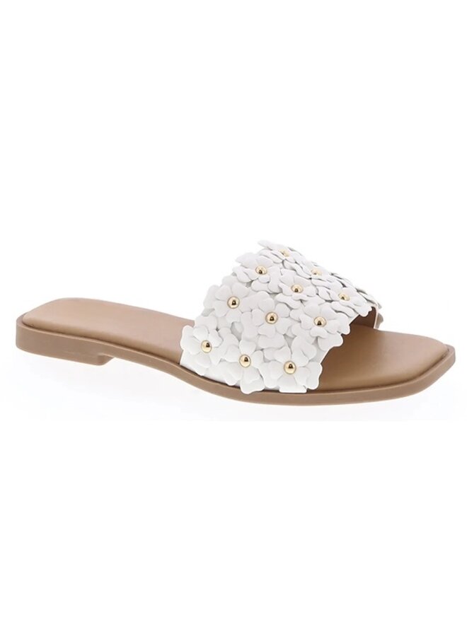 Autumn-48 Flat Sandal - White Pu