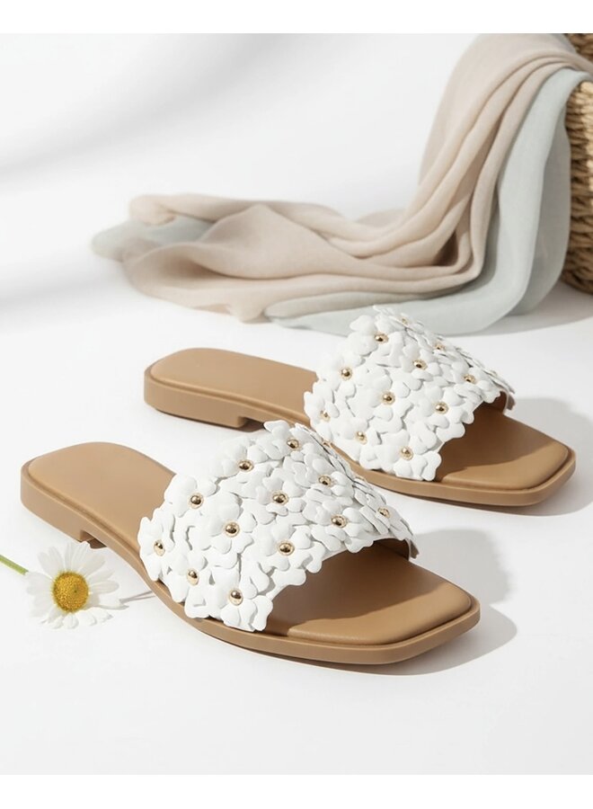 Autumn-48 Flat Sandal - White Pu