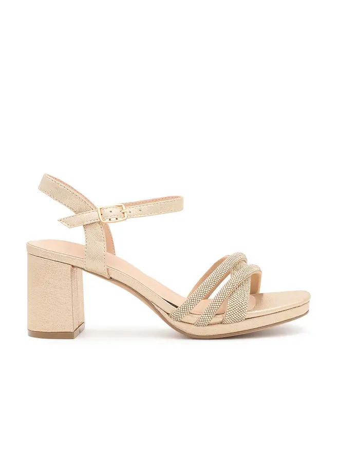 Nelly-188 Dressy Heels - Gold Shimmer