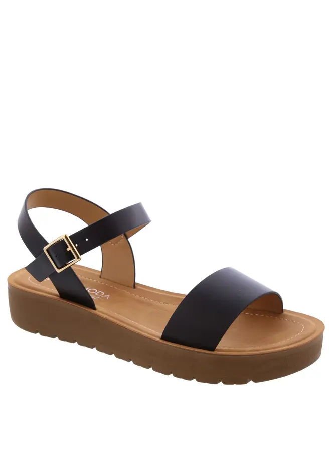 Salvia-24 Comfy Sandal - Black Pu
