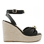 Farmer Wedge Sandals - Black Pu