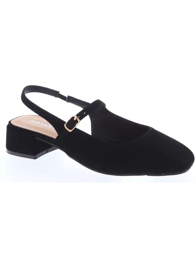 Lulu-1 Casual Flats- Black Nubuck
