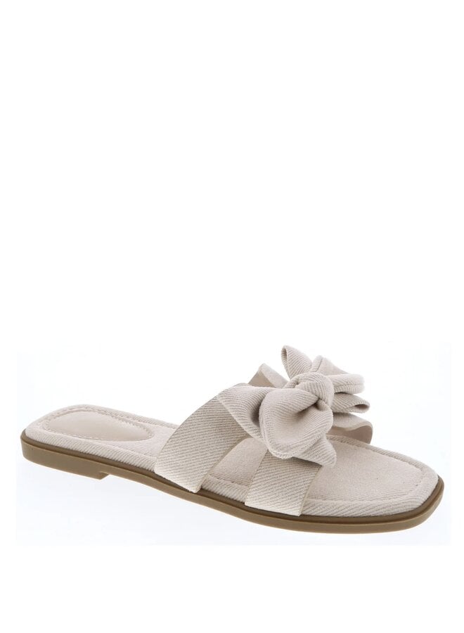 Zain-1 Flat Sandal - Ivory Denim
