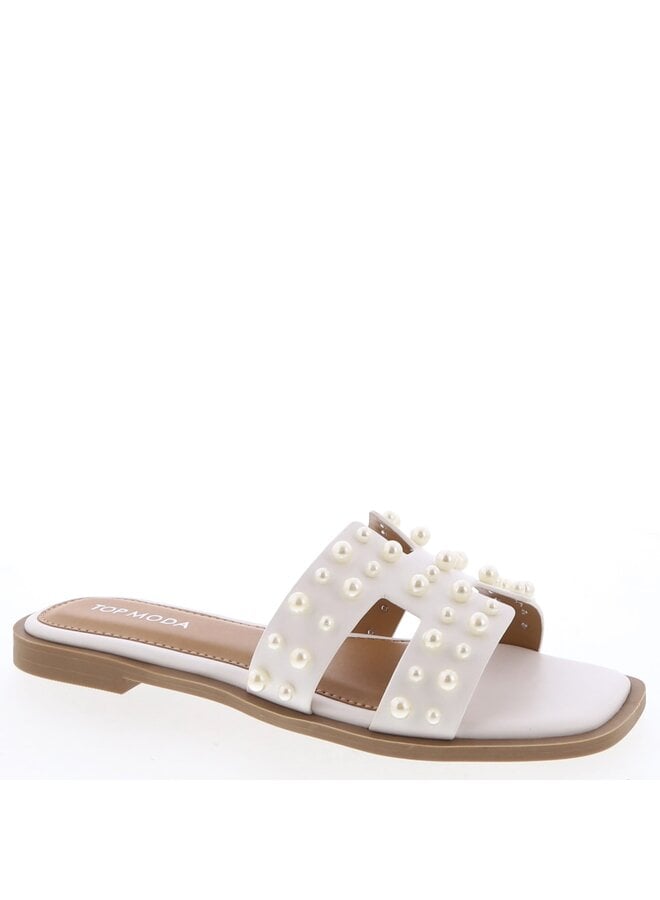 Elio-60 Flat Sandal - White Pearl