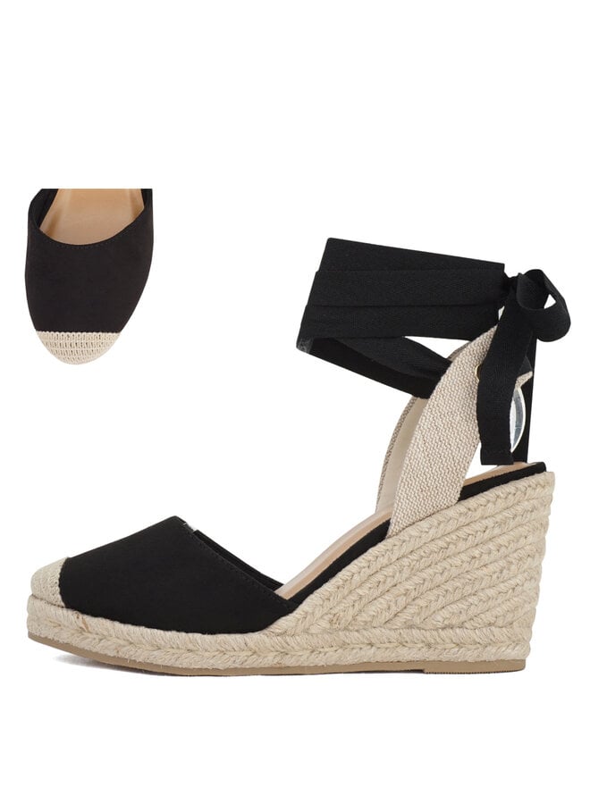 Devota Platform Sandals - Black Nubuck