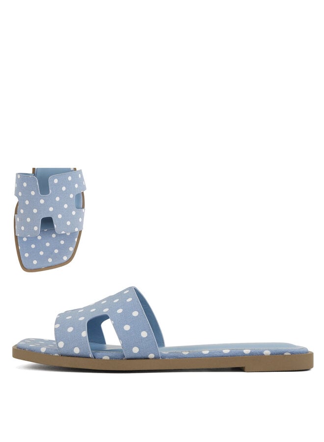 Knit Flat Sandals - Blue/White Polka Dot