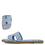 Knit Flat Sandals - Blue/White Polka Dot
