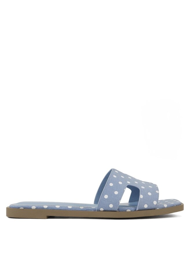 Knit Flat Sandals - Blue/White Polka Dot
