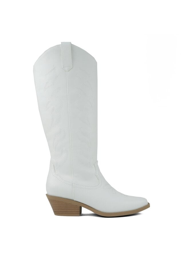 Zahara Cowboy Boot - White Pu