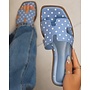 Knit Flat Sandals - Blue/White Polka Dot