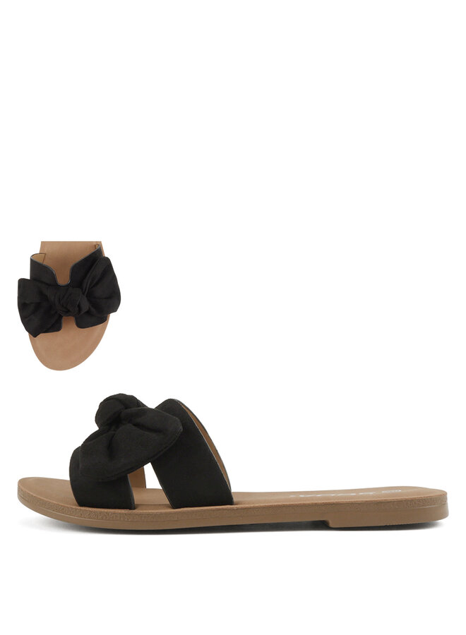 Road Flat Sandals - Black Microsuede