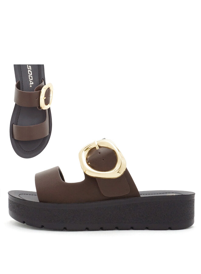Shance-2 Comfy Sandals - Brown Pu