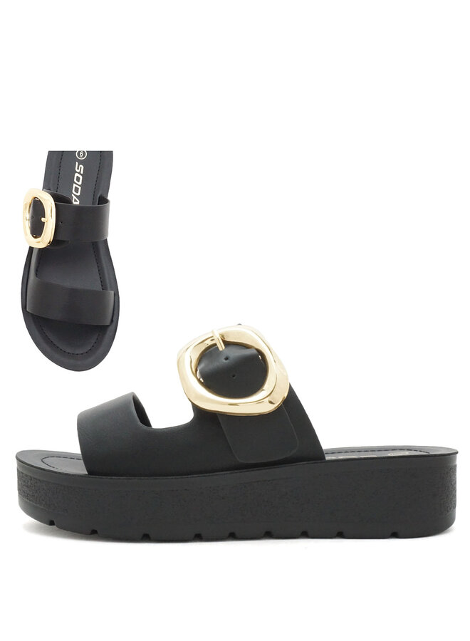 Shance-2 Comfy Sandals - Black Pu