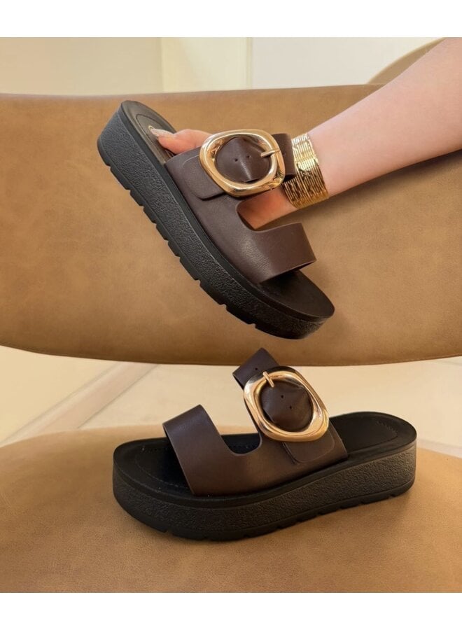 Shance-2 Comfy Sandals - Brown Pu