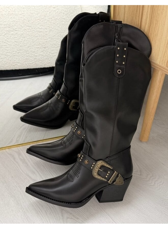 Jubilee-35 Cowboy Boot - Black Pu