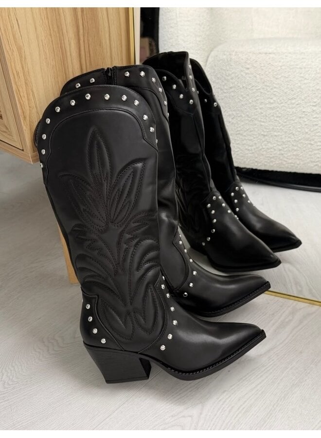 Elk-16 Cowboy Boot - Black Pu