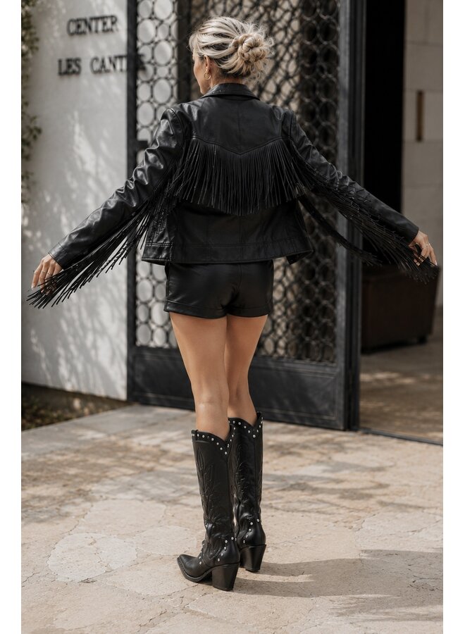 Elk-16 Cowboy Boot - Black Pu
