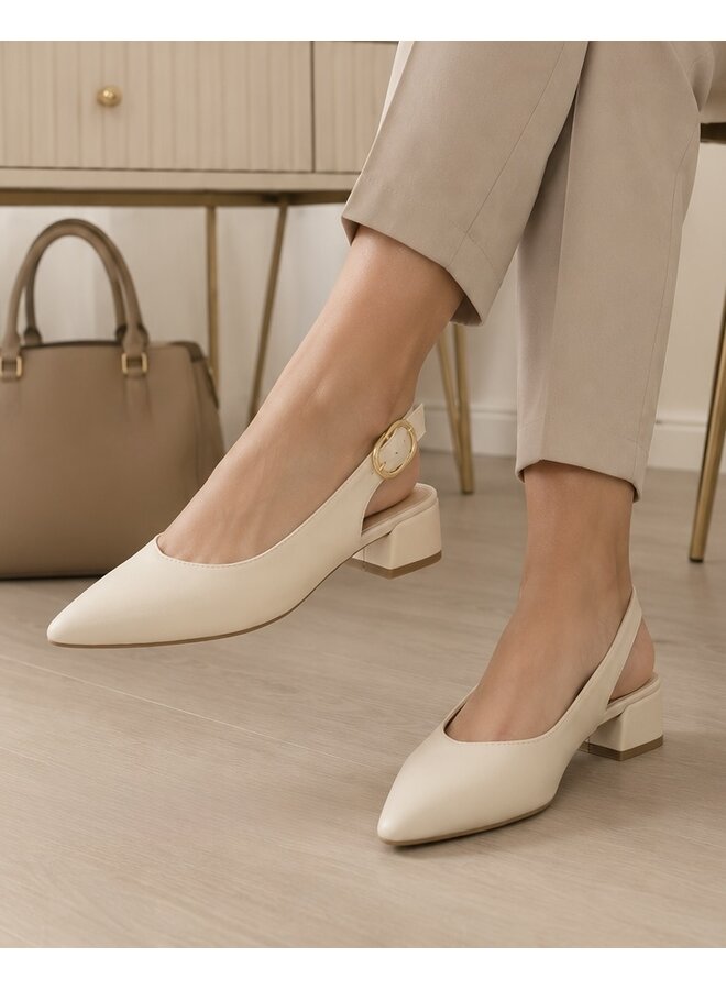 Petra-2 Casual Heel - Ivory Pu