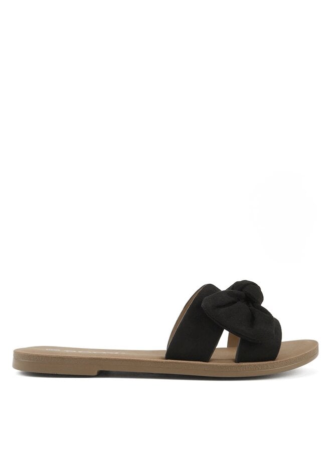 Road Flat Sandals - Black Microsuede