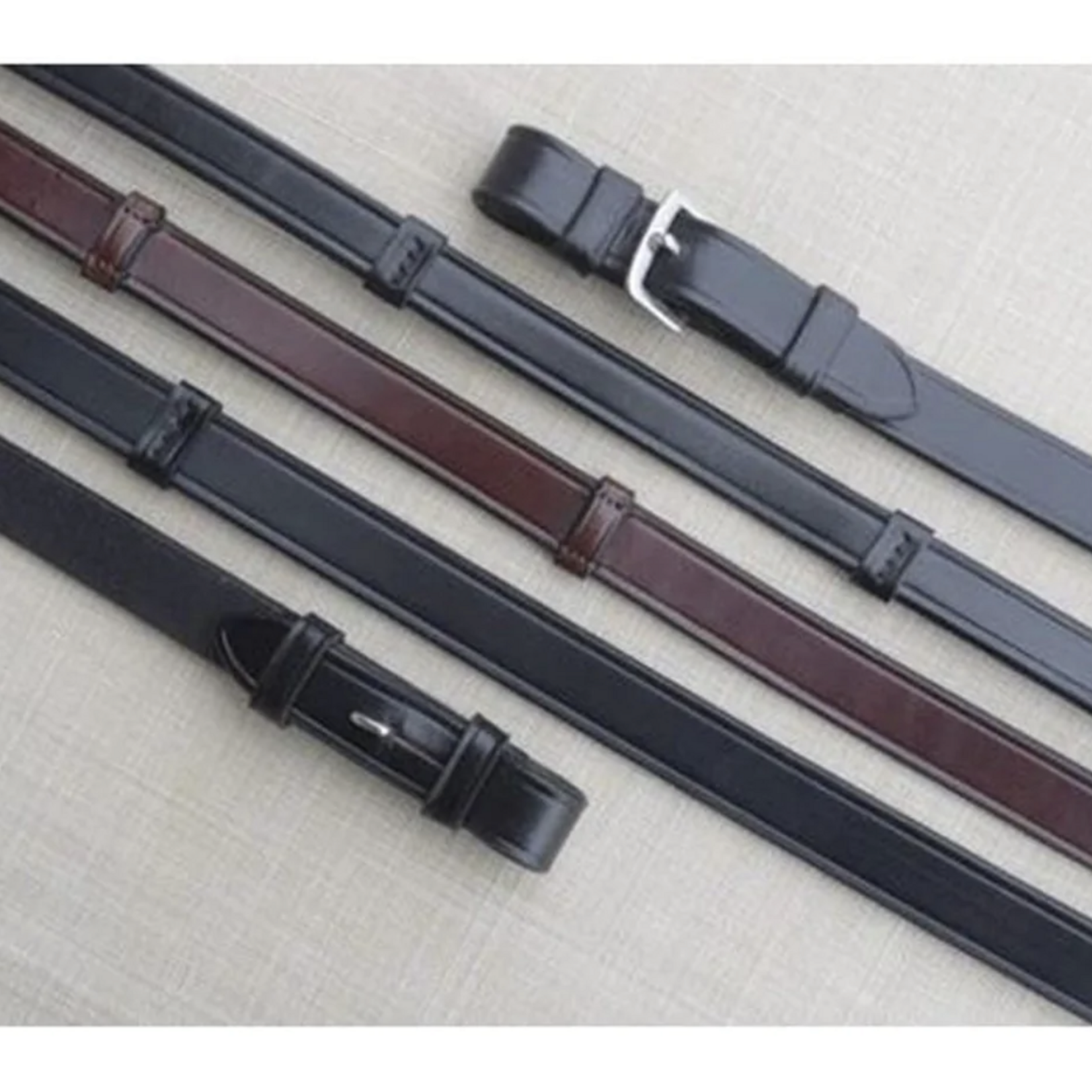 Red Barn Plain Leather with Stops Dressage Rein