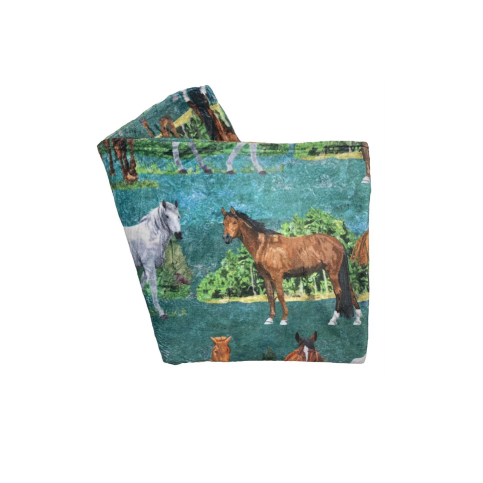 Tropical Horses  Fleece Throw Blanket