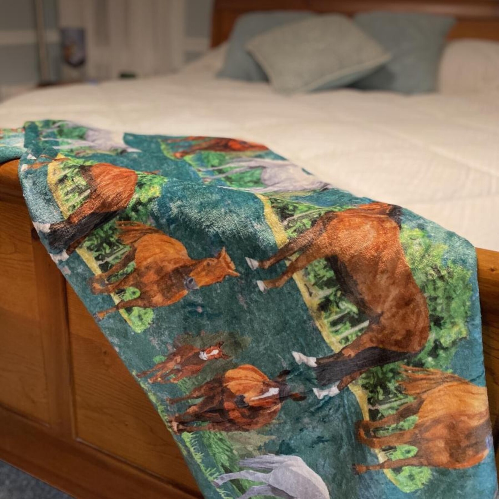 Tropical Horses  Fleece Throw Blanket