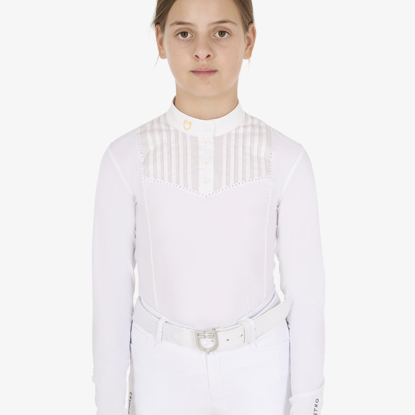 Equestro Equestro Girls' Rhinestone Long Sleeve Show Shirt