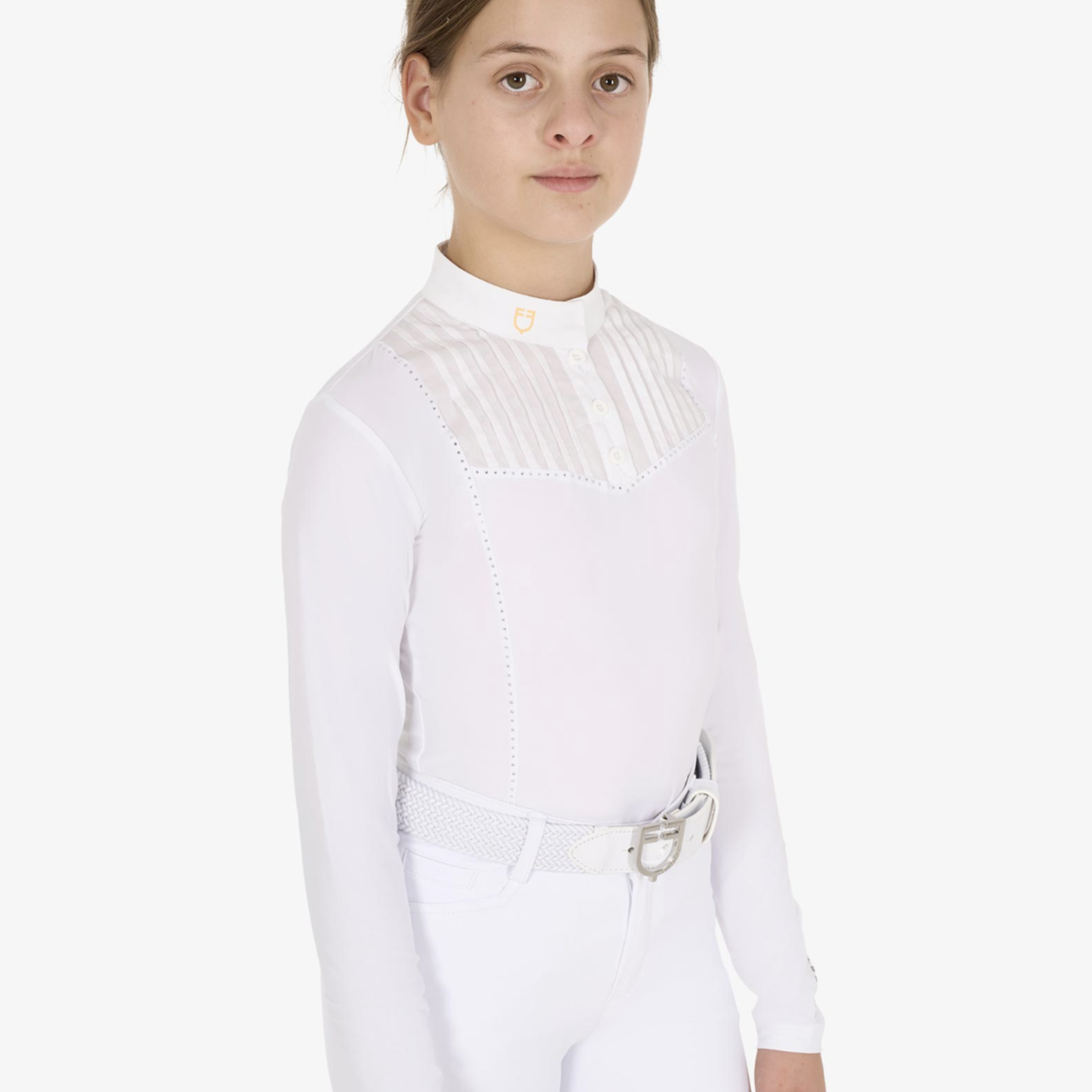 Equestro Equestro Girls' Rhinestone Long Sleeve Show Shirt