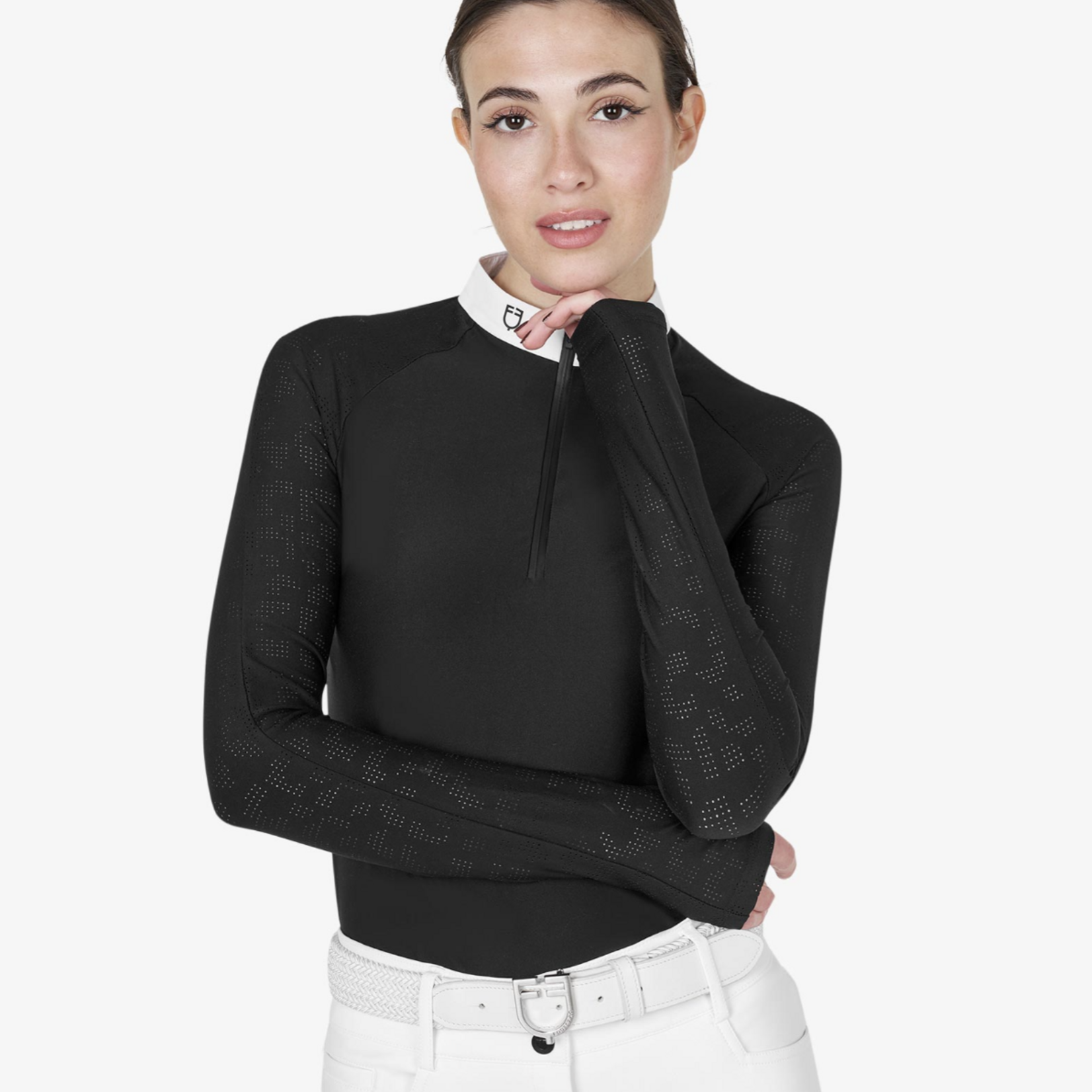 Equestro Equestro Ladies' Tulle Stretch Long Sleeve Shirt