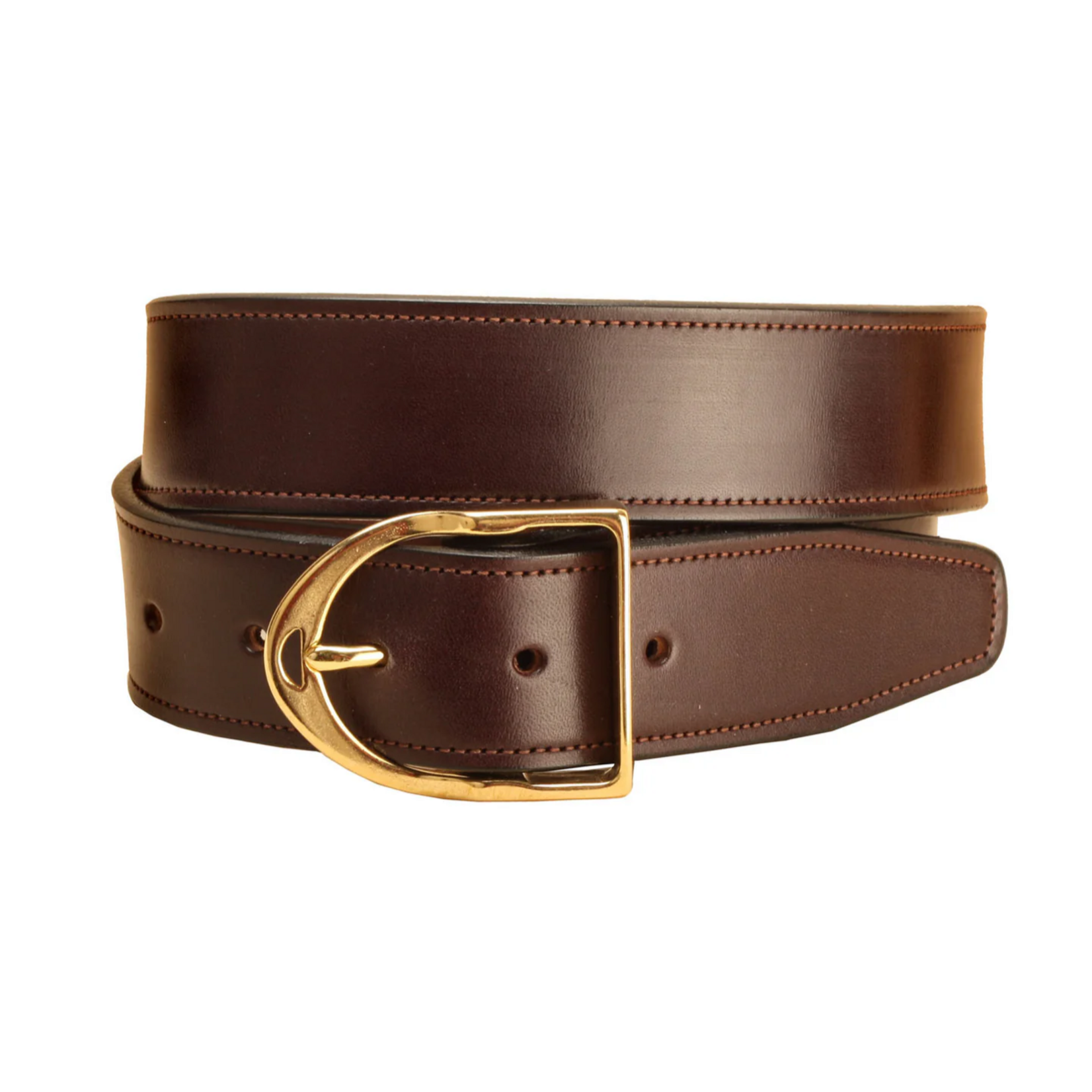 Tory Leather 1.5" Stitched Stirrup Buckle Belt