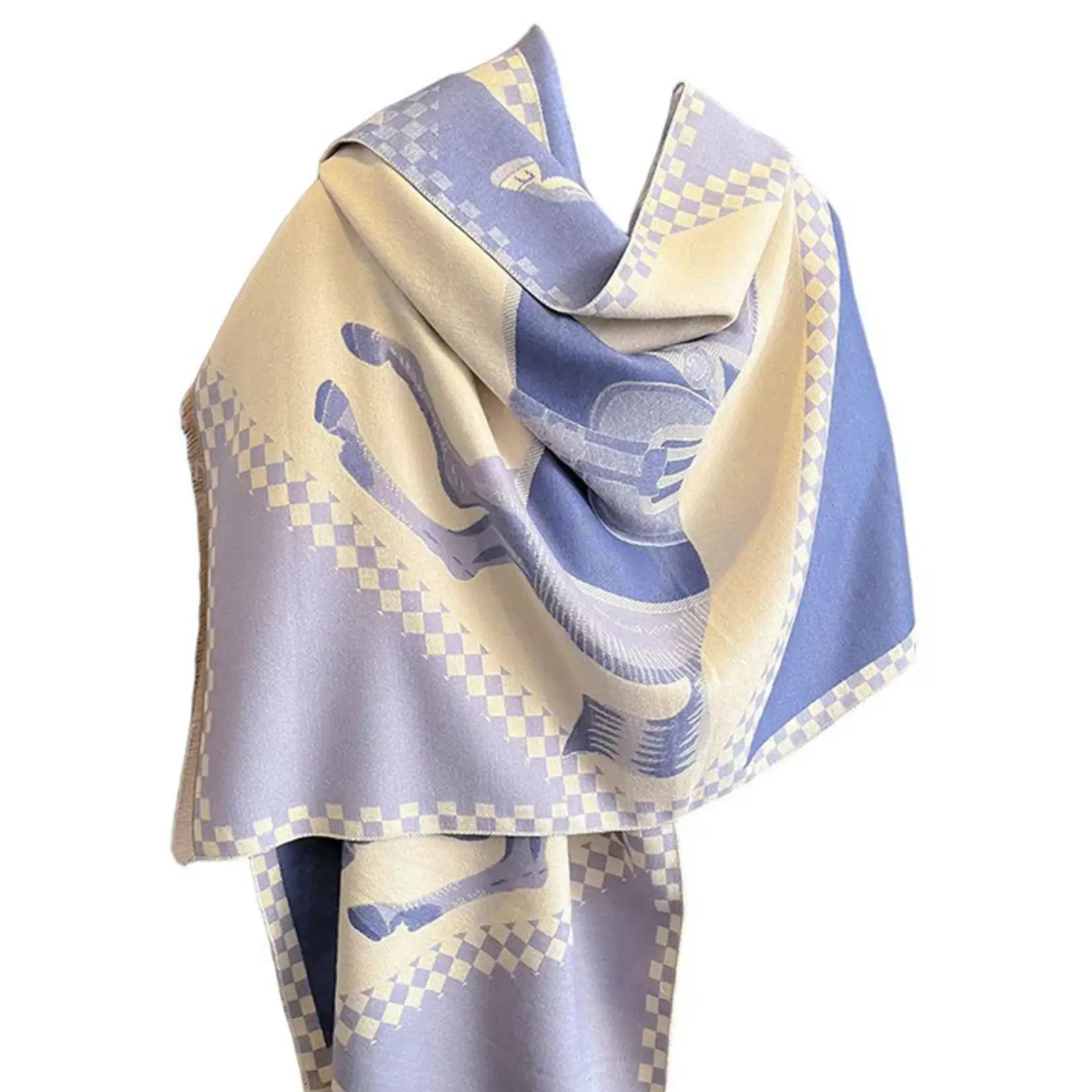 AWST AWST Horses in Blankets Acrylic Cashmere Scarf