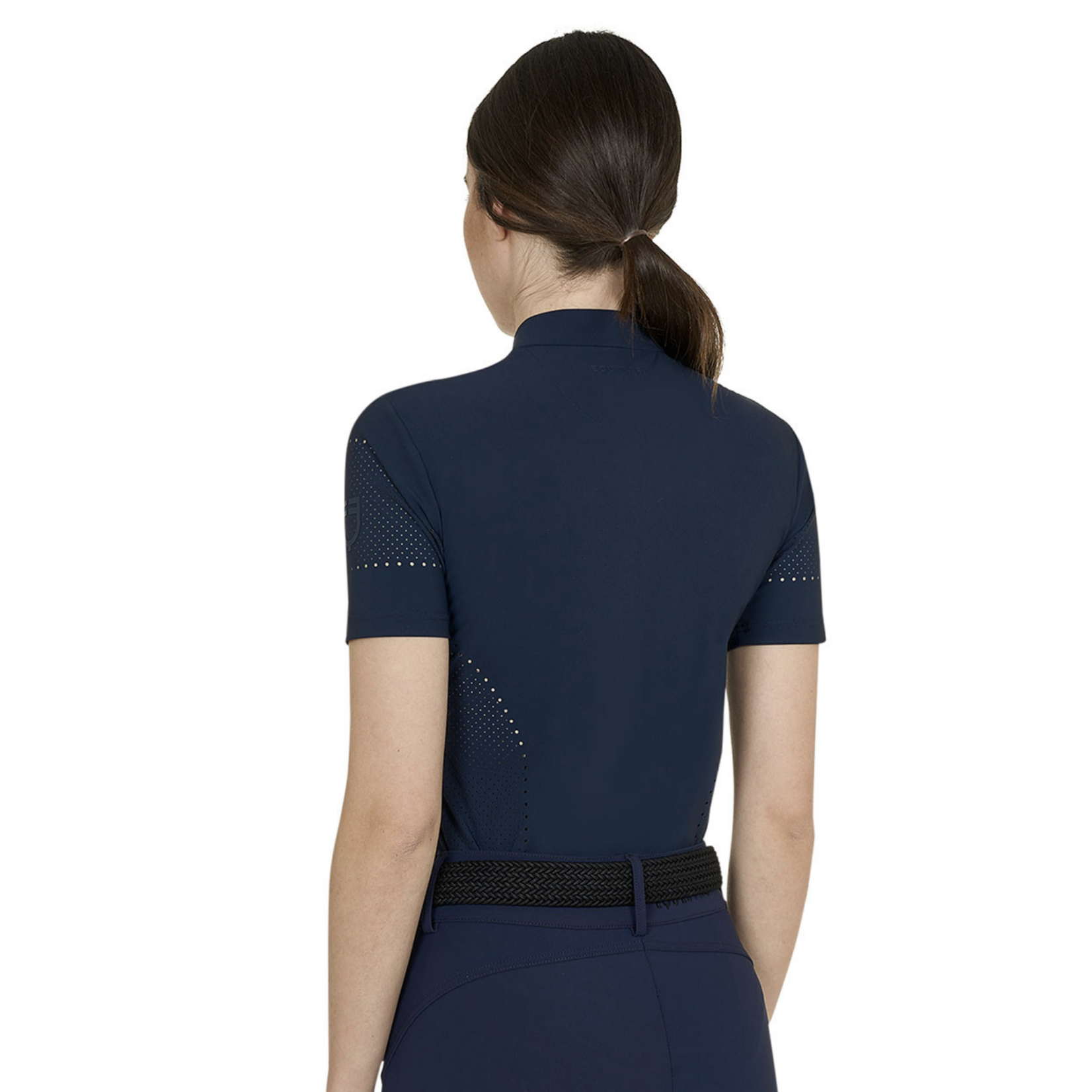 Equestro Equestro Ladies' Laser Perforated Short Sleeve Shirt