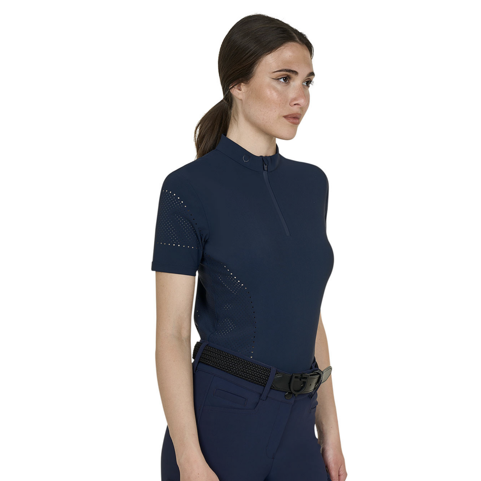 Equestro Equestro Ladies' Laser Perforated Short Sleeve Shirt