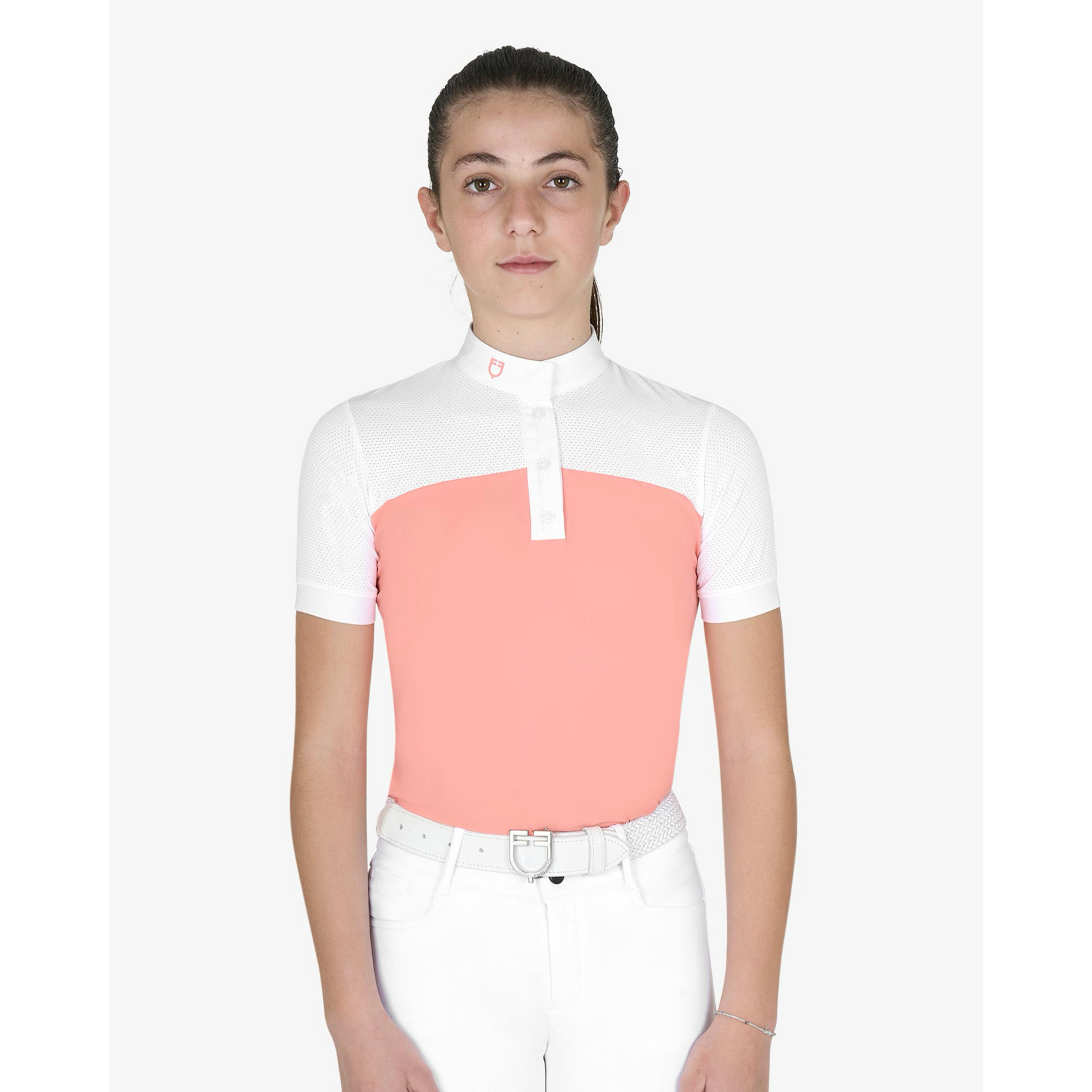 Equestro Equestro Girls' Perforated Short Sleeve Show Shirt