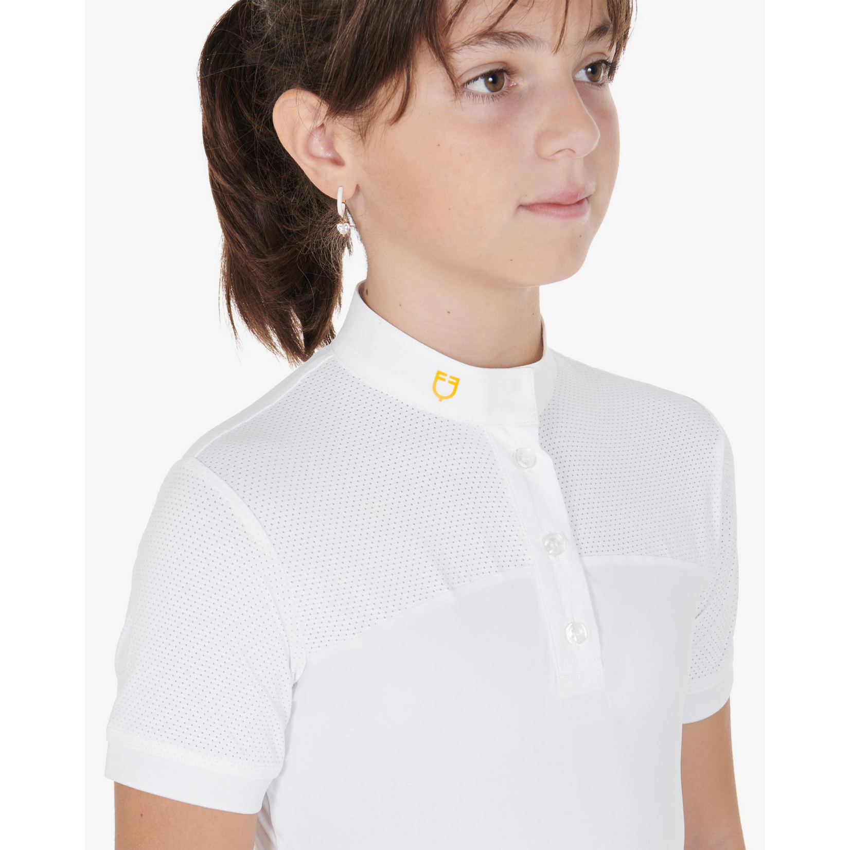 Equestro Equestro Girls' Perforated Short Sleeve Show Shirt