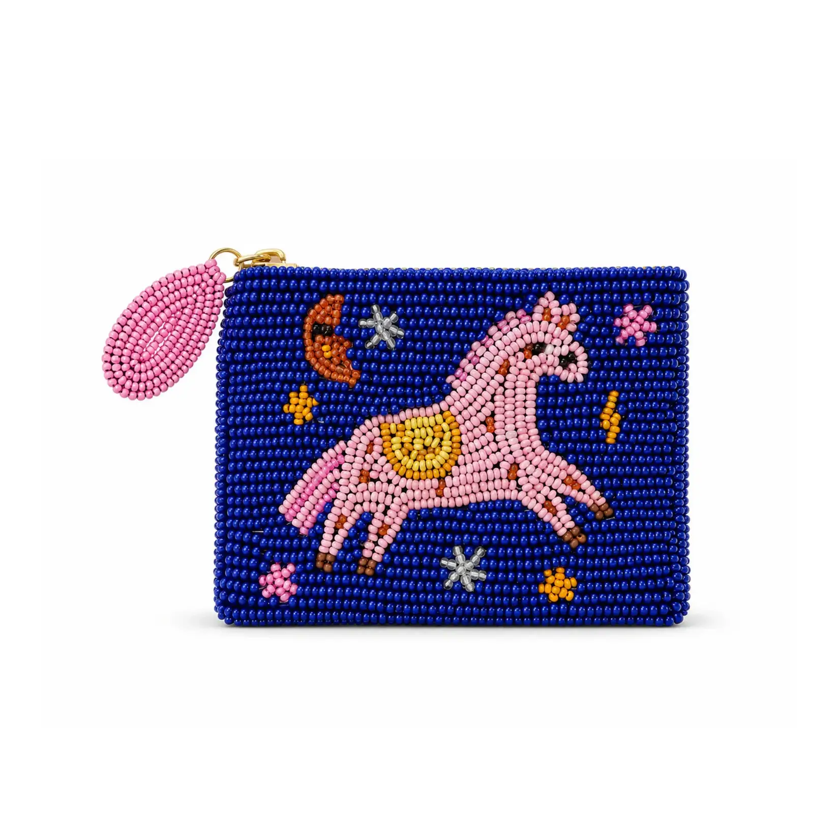 Tucker Tweed Pink Pony Beaded Pouch