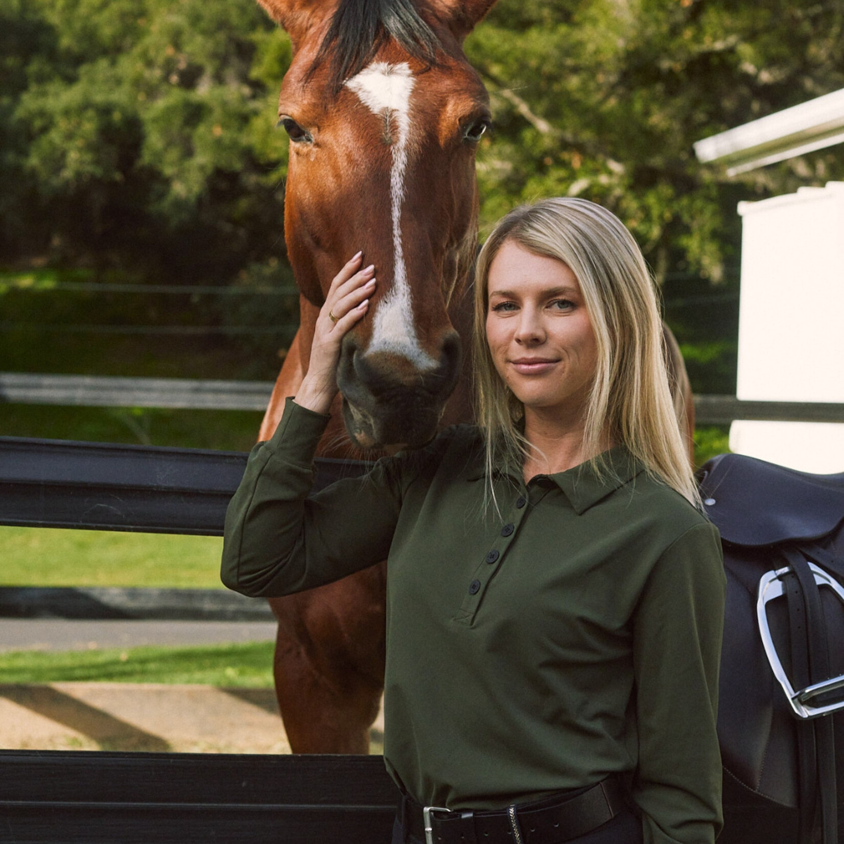 Solid Citizen Equestrian Solid Citizen Eq Ladies' Kelly Polo Long Sleeve Shirt
