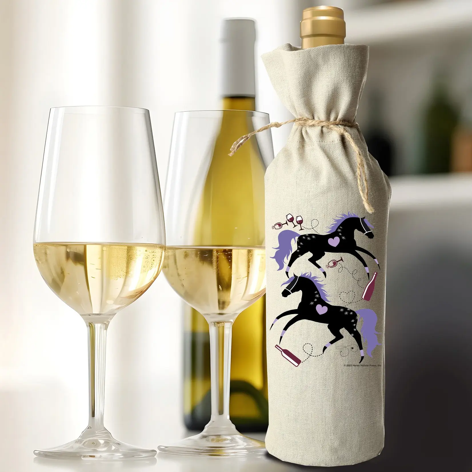 Horse Hollow Press Linen Gift Wine Tote