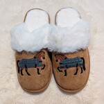 Kelley & Co. Horse Faux Fur Suede Slippers