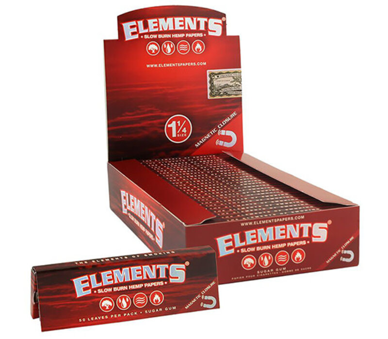 Elements Red Hemp 1.25" Papers Single 50/Pack