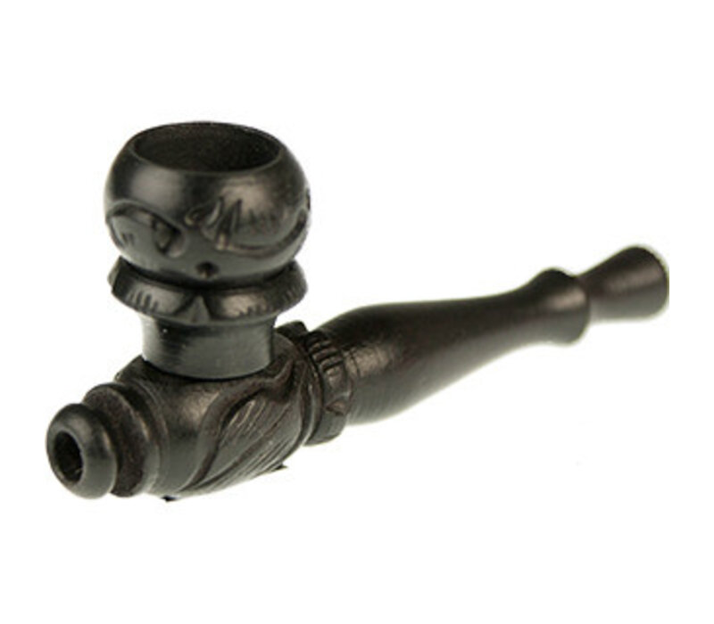 Indian Wood Pipe With Carving